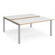 Adapt sliding top back to back desks 1600mm x 1600mm - silver frame, white top with oak edging