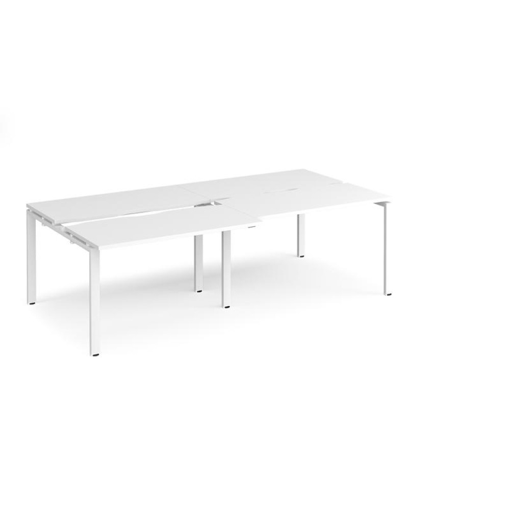 Adapt sliding top double back to back desks 2400mm x 1200mm - white frame, white top