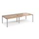 Adapt sliding top double back to back desks 2800mm x 1200mm - silver frame, beech top