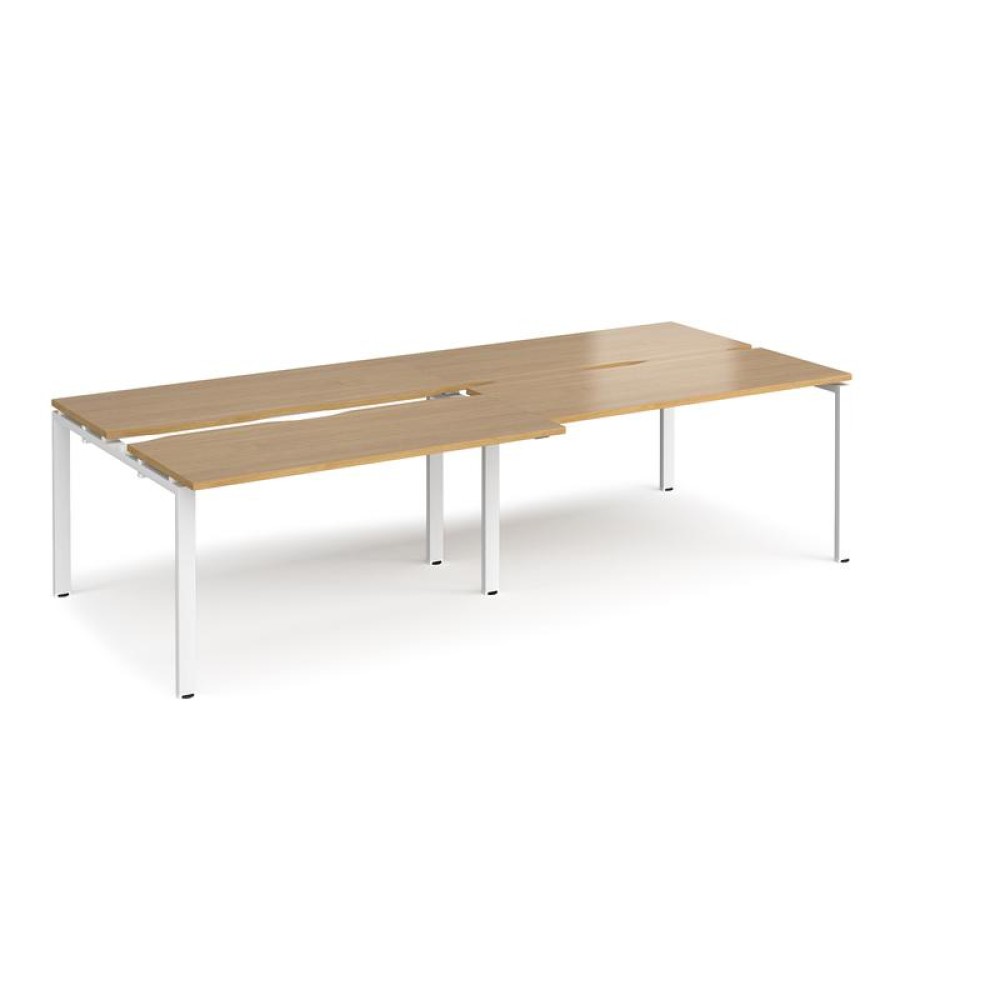 Adapt sliding top double back to back desks 2800mm x 1200mm - white frame, oak top