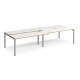 Adapt sliding top double back to back desks 3200mm x 1200mm - silver frame, white top with oak edging