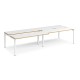 Adapt sliding top double back to back desks 3200mm x 1200mm - white frame, white top with oak edging