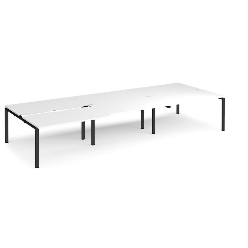 Adapt sliding top triple back to back desks 4200mm x 1600mm - black frame, white top
