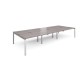 Adapt sliding top triple back to back desks 4200mm x 1600mm - silver frame, grey oak top
