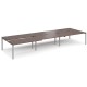 Adapt sliding top triple back to back desks 4800mm x 1600mm - silver frame, walnut top