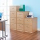 Wooden 2 drawer filing cabinet with silver handles 730mm high - beech