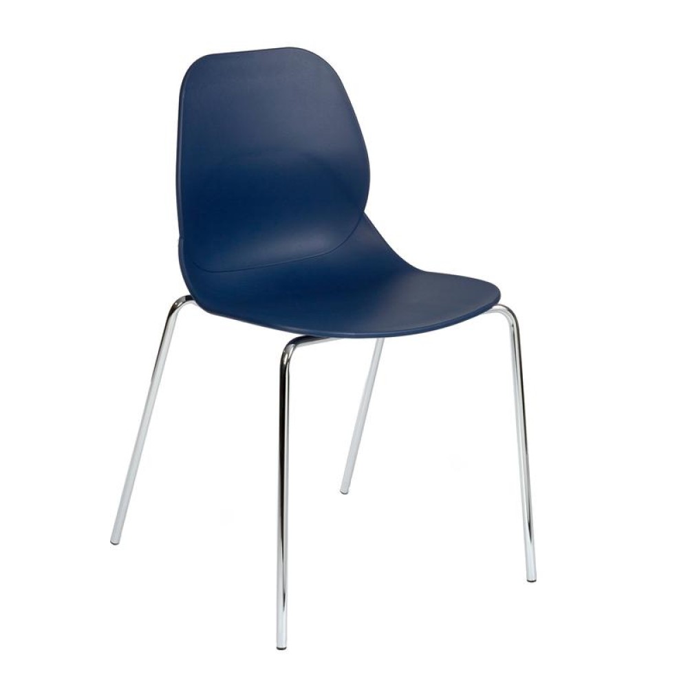 Strut multi-purpose chair with chrome 4 leg frame - navy blue