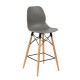 Strut multi-purpose stool with natural oak 4 leg frame and black steel detail - grey