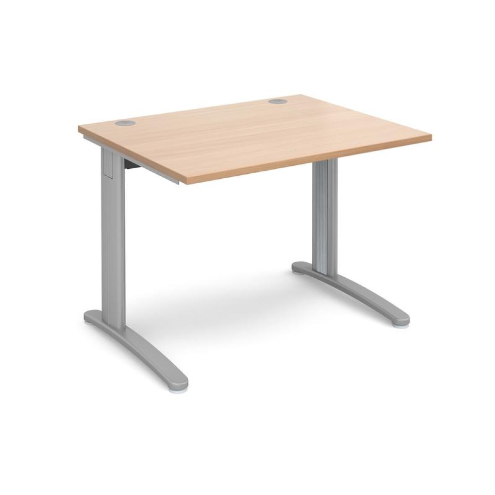 TR10 straight desk 1000mm x 800mm - silver frame, beech top