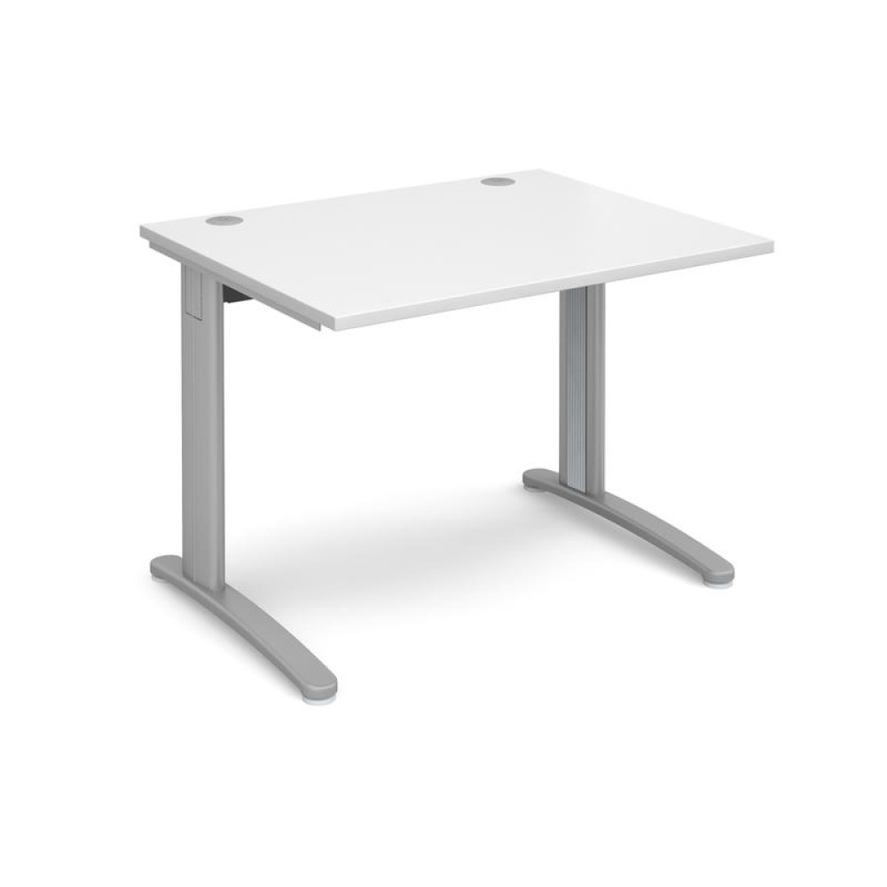 TR10 straight desk 1000mm x 800mm - silver frame, white top