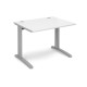 TR10 straight desk 1000mm x 800mm - silver frame, white top