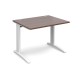 TR10 straight desk 1000mm x 800mm - white frame, walnut top