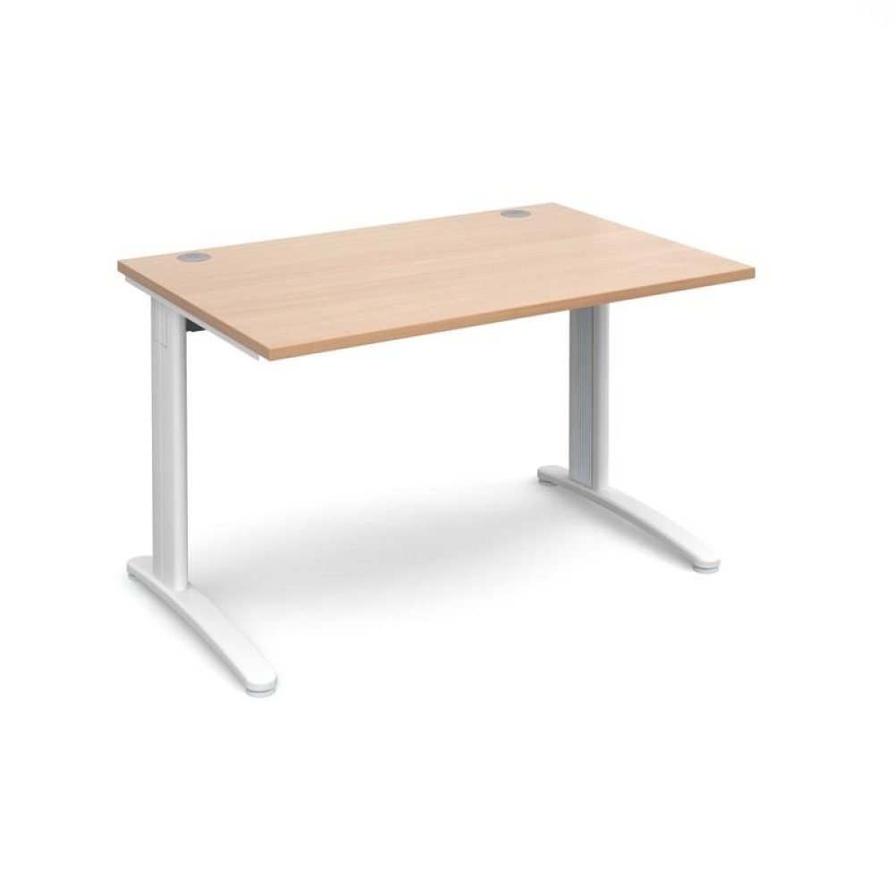 TR10 straight desk 1200mm x 800mm - white frame, beech top