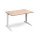 TR10 straight desk 1200mm x 800mm - white frame, beech top