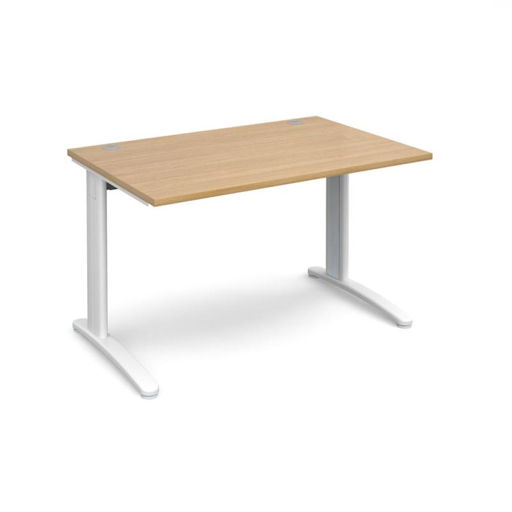 TR10 straight desk 1200mm x 800mm - white frame, oak top