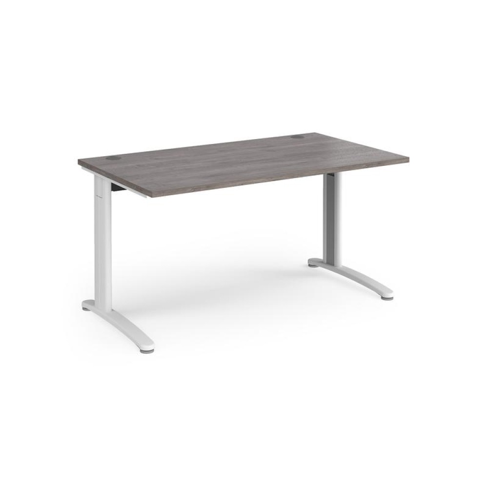 TR10 straight desk 1400mm x 800mm - white frame, grey oak top