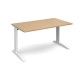 TR10 straight desk 1400mm x 800mm - white frame, oak top