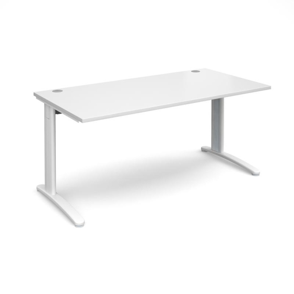 TR10 straight desk 1600mm x 800mm - white frame, white top