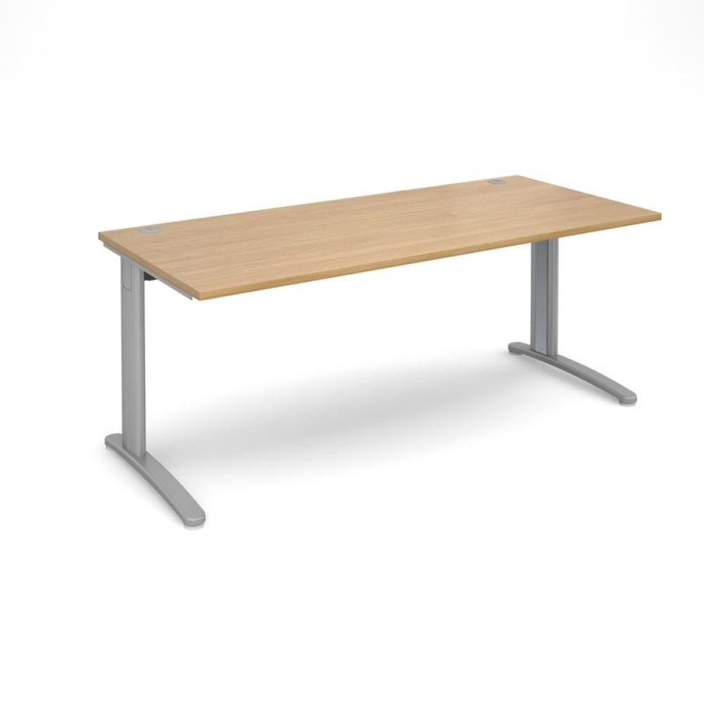 TR10 straight desk 1800mm x 800mm - silver frame, oak top