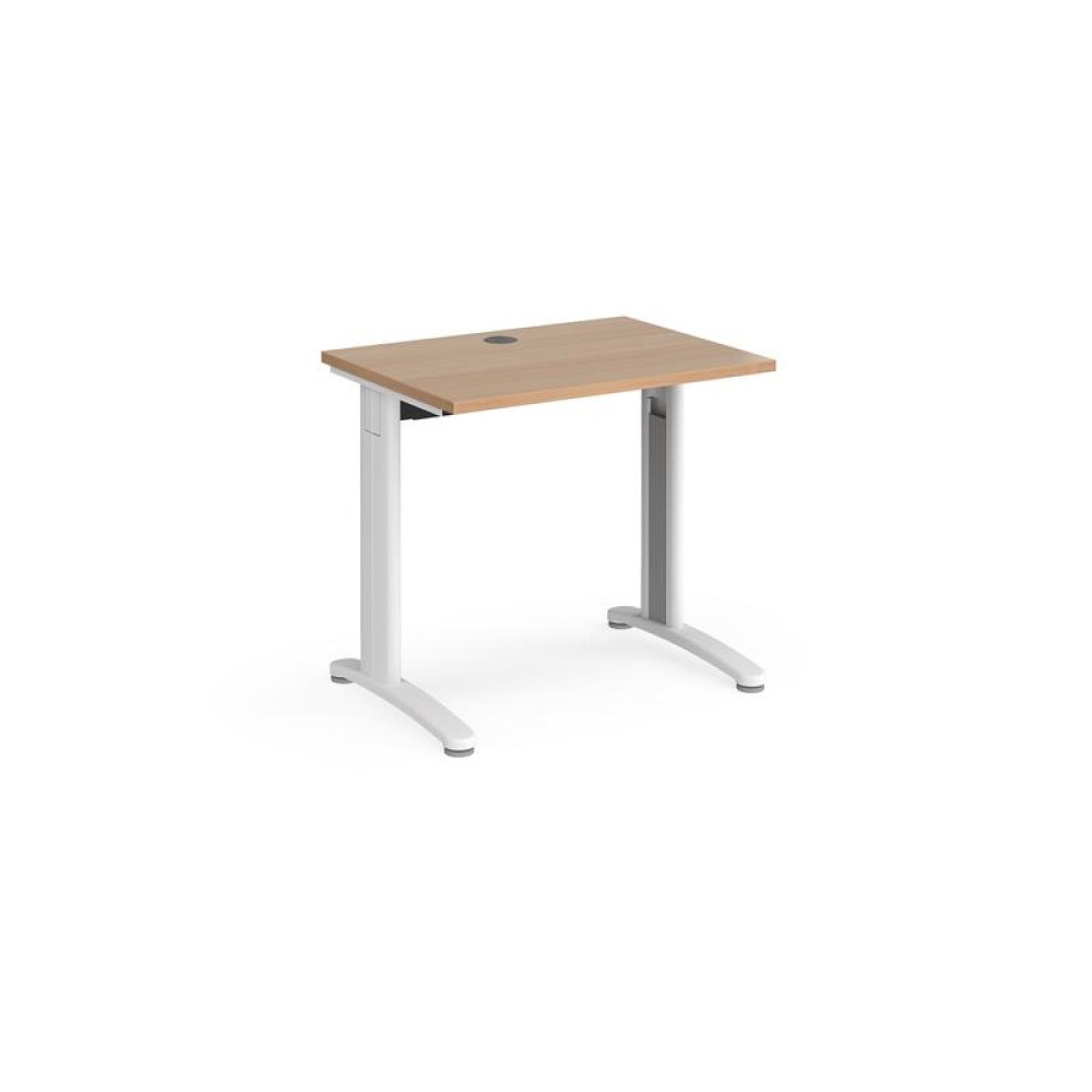 TR10 straight desk 800mm x 600mm - white frame, beech top