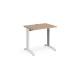 TR10 straight desk 800mm x 600mm - white frame, beech top