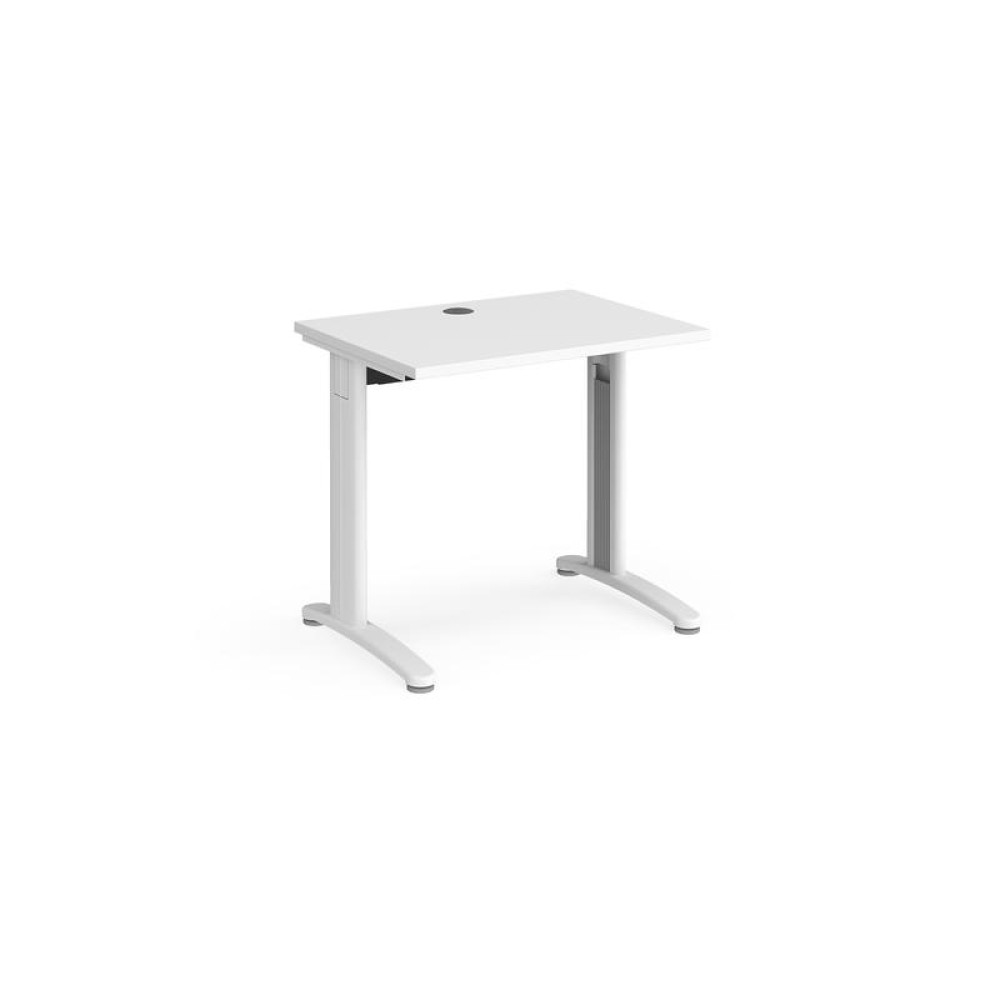 TR10 straight desk 800mm x 600mm - white frame, white top