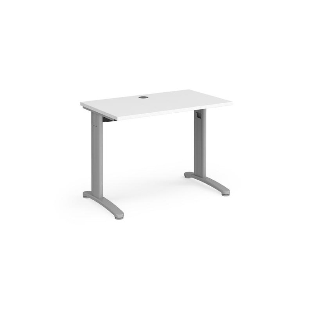 TR10 straight desk 1000mm x 600mm - silver frame, white top