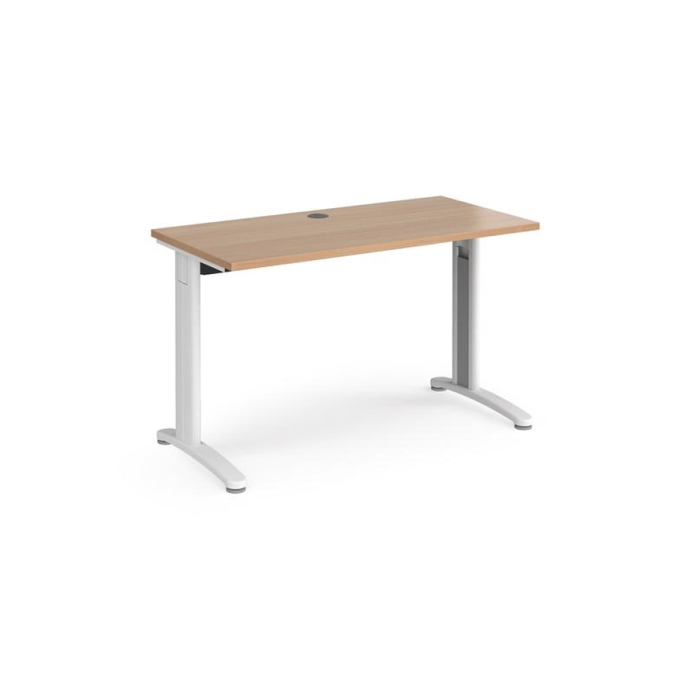 TR10 straight desk 1200mm x 600mm - white frame, beech top