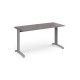 TR10 straight desk 1400mm x 600mm - silver frame, grey oak top