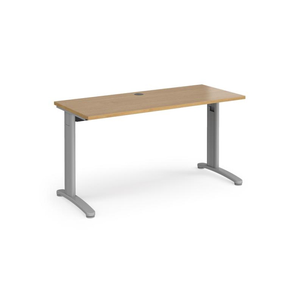 TR10 straight desk 1400mm x 600mm - silver frame, oak top