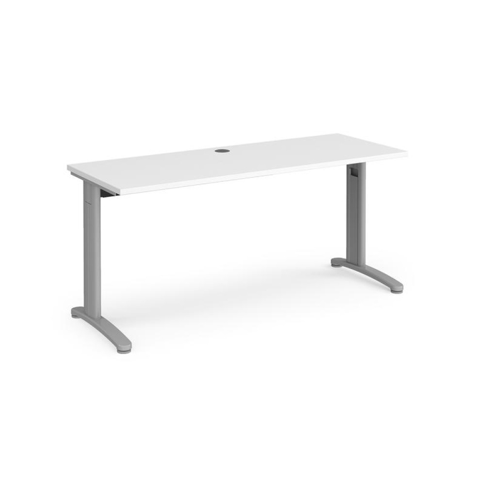 TR10 straight desk 1600mm x 600mm - silver frame, white top