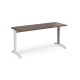 TR10 straight desk 1600mm x 600mm - white frame, walnut top