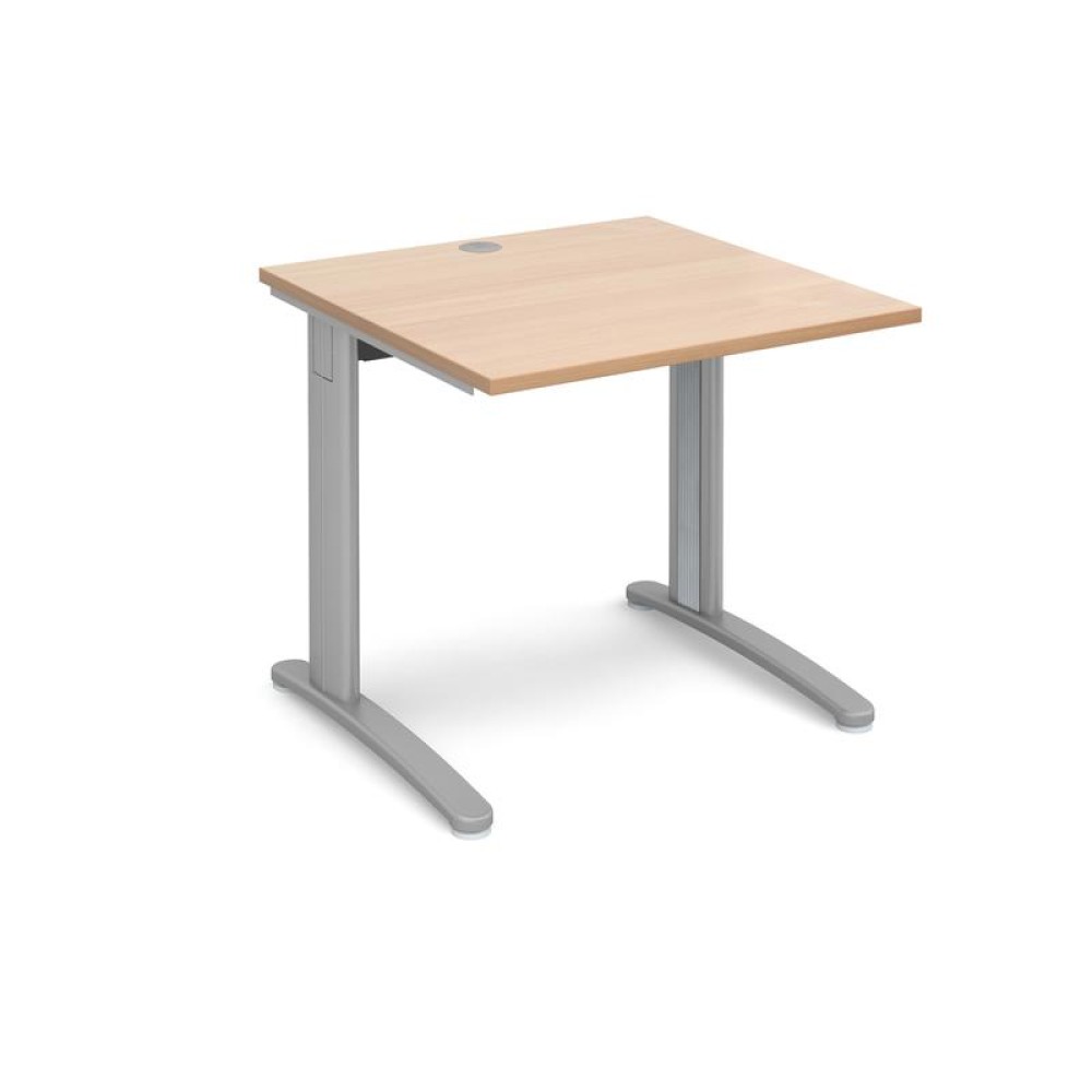 TR10 straight desk 800mm x 800mm - silver frame, beech top