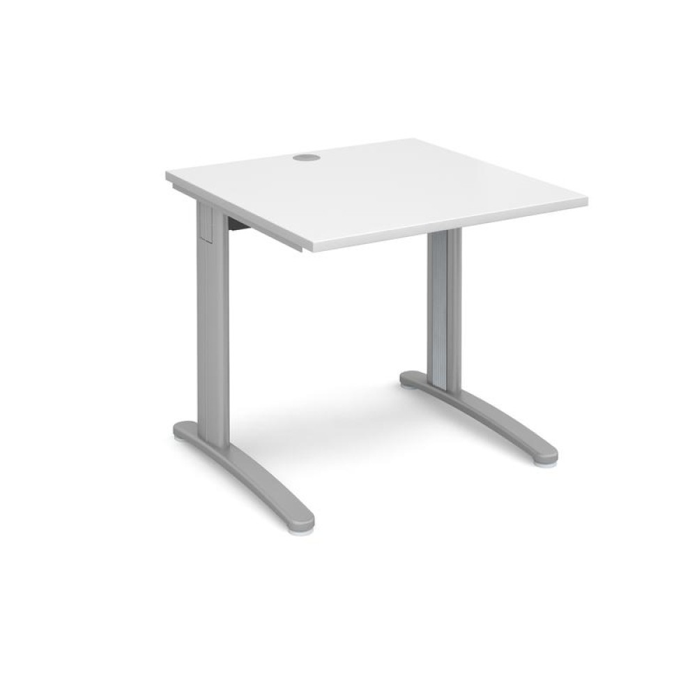 TR10 straight desk 800mm x 800mm - silver frame, white top