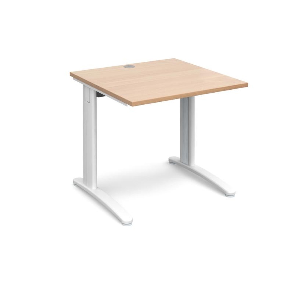 TR10 straight desk 800mm x 800mm - white frame, beech top