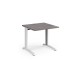 TR10 straight desk 800mm x 800mm - white frame, grey oak top