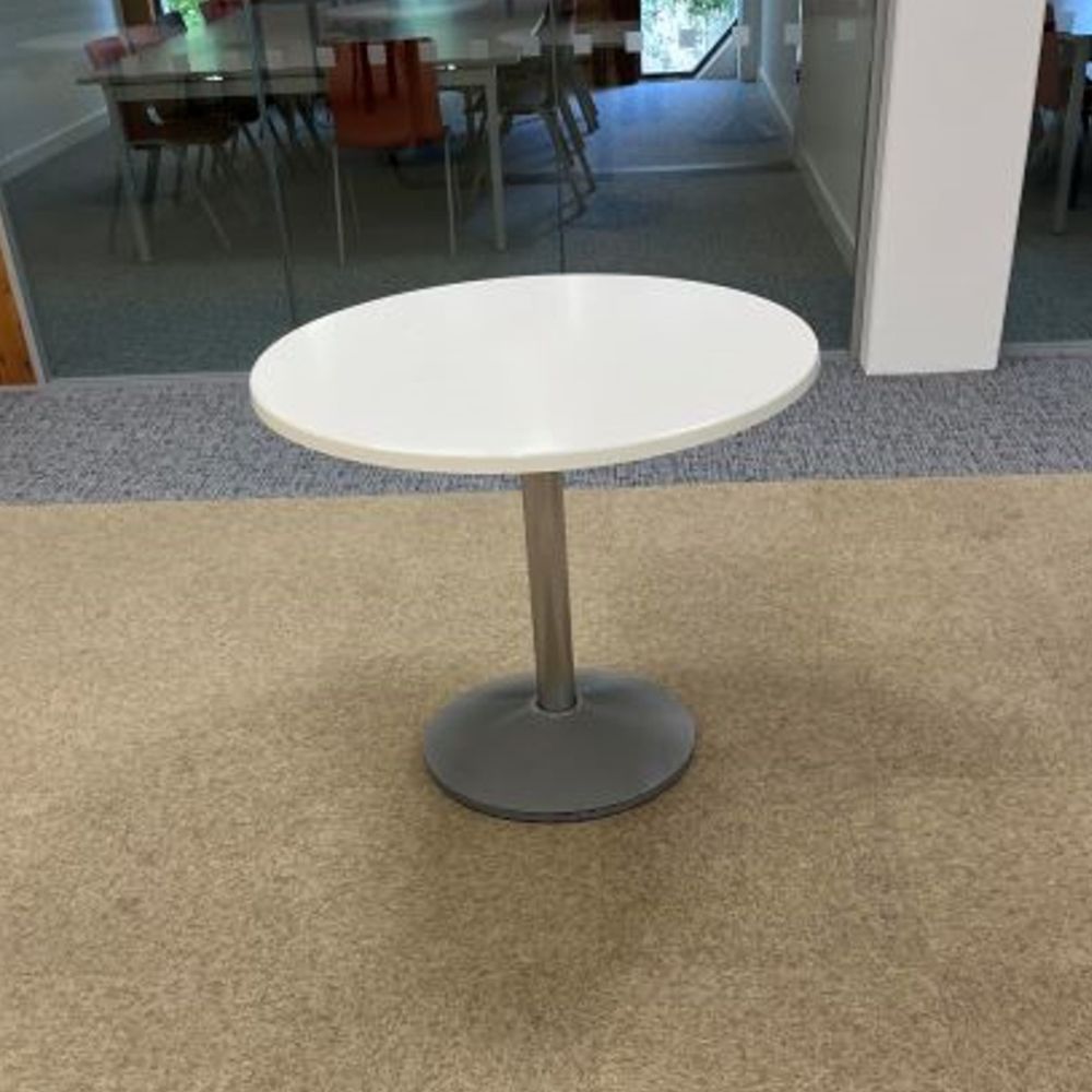 Second Hand 800mm Round Office Table – White