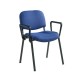 Taurus meeting room stackable chair with black frame and fixed arms - blue