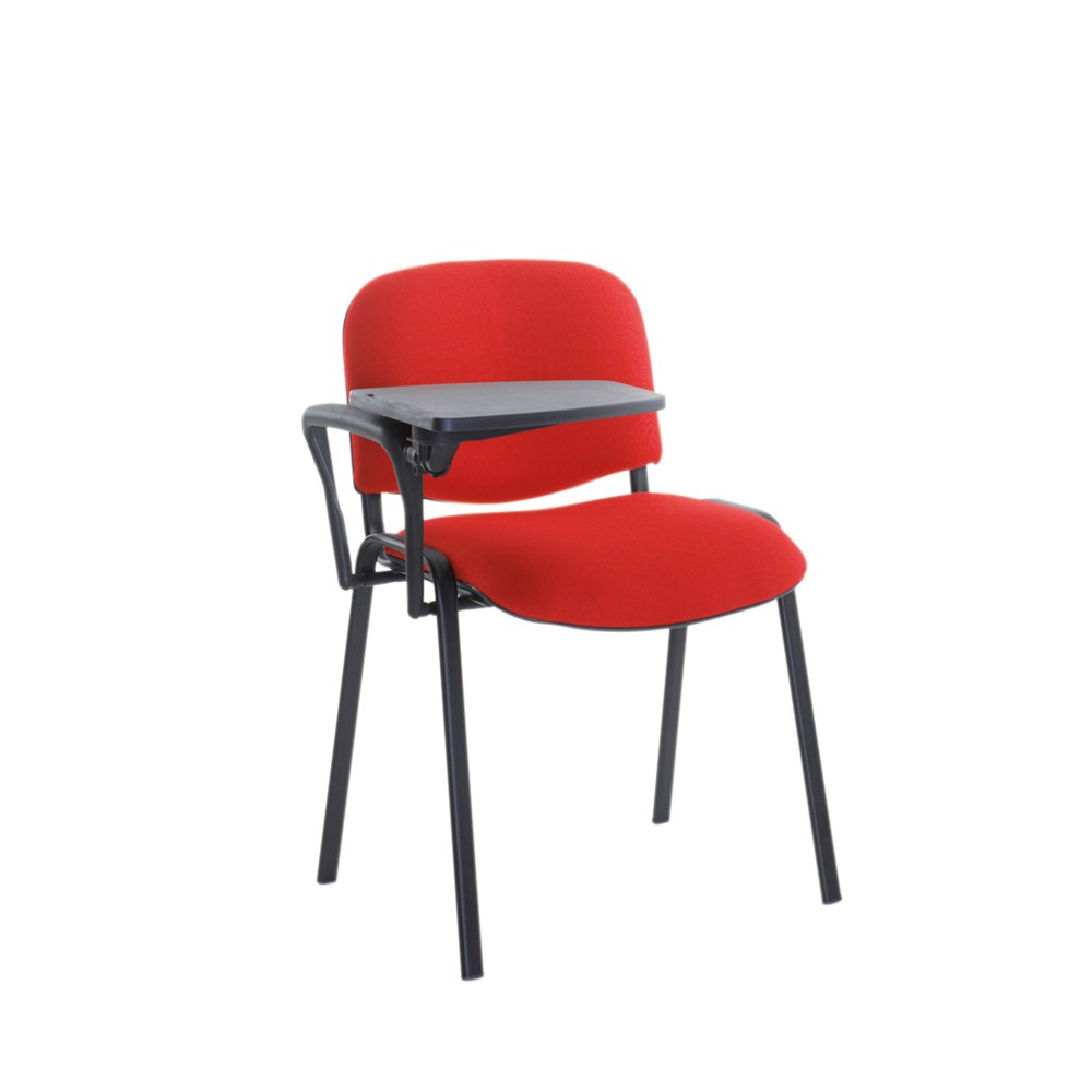 Taurus meeting room chair with black frame and writing tablet - red