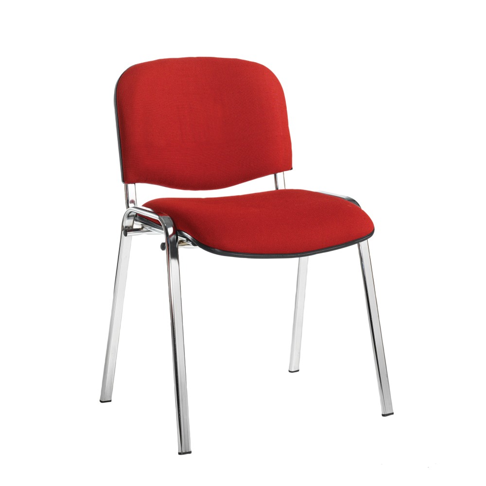 Taurus meeting room stackable chair with chrome frame and no arms - burgundy