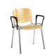 Taurus wooden meeting room stackable chair with fixed arms - beech with chrome frame