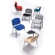 Taurus plastic meeting room chair with writing tablet - blue with black frame