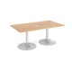 Trumpet base rectangular boardroom table 1800mm x 1000mm with central cutout 272mm x 132mm - silver base, beech top