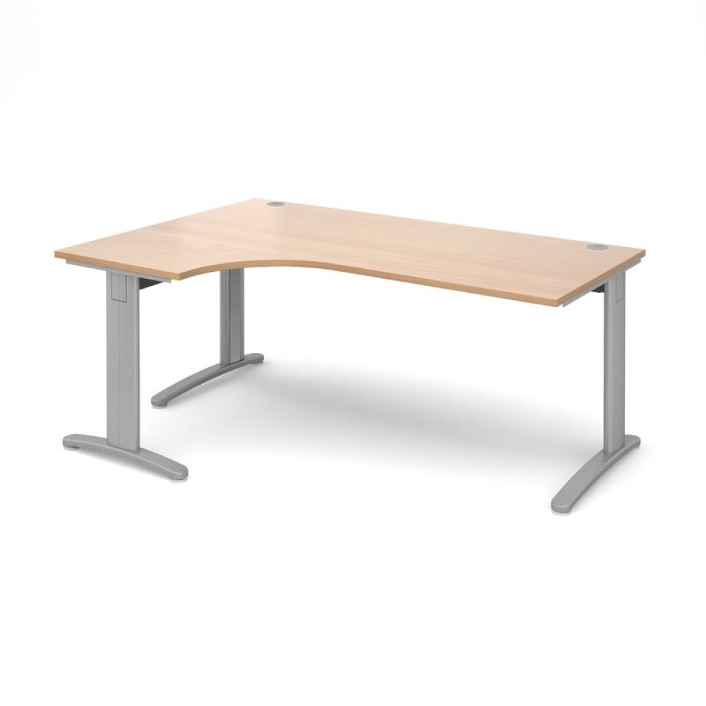 TR10 deluxe left hand ergonomic desk 1800mm - silver frame, beech top