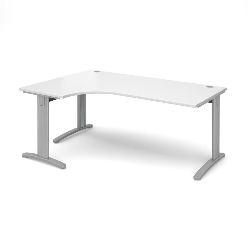 TR10 deluxe left hand ergonomic desk 1800mm - silver frame, white top