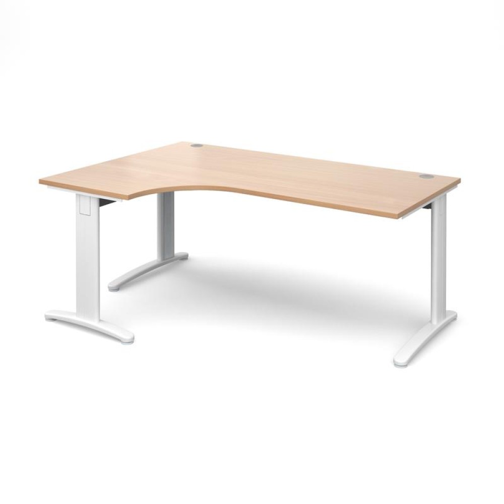 TR10 deluxe left hand ergonomic desk 1800mm - white frame, beech top