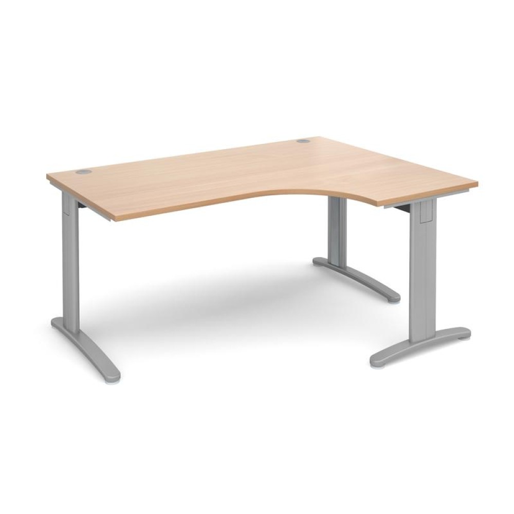 TR10 deluxe right hand ergonomic desk 1600mm - silver frame, beech top