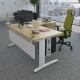TR10 single return desk 800mm x 600mm - white frame, grey oak top
