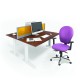 TR10 right hand wave desk 1400mm - white frame, beech top