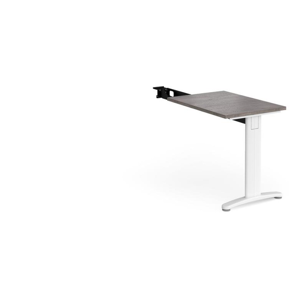 TR10 single return desk 800mm x 600mm - white frame, grey oak top